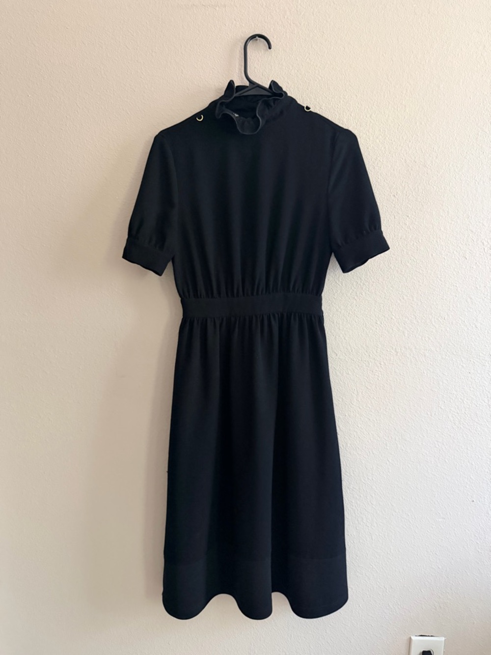 Love Moschino Black Midi Dress Ruffle Neckline